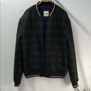 ZARA MENS QUILTED BLUE AND GREEN BOMBER JACKET FTL-03-120